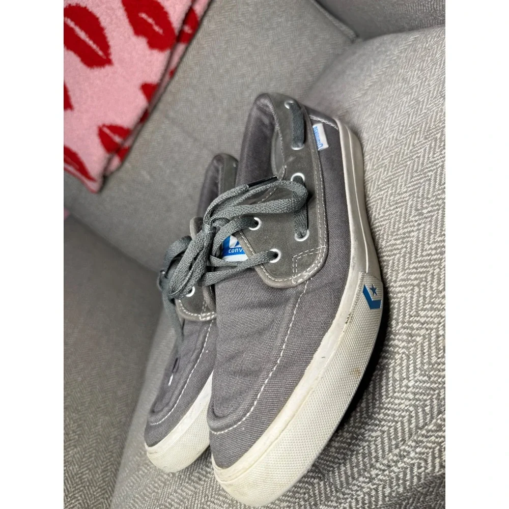 Converse Sea Star Boat Shoes Grey Canvas Suede Mens 9.5 Womens 11